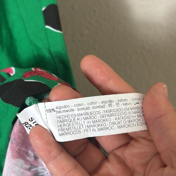 Zara Green Pink Floral Pattern Tiered Midi Dress size small - Picture 9 of 14